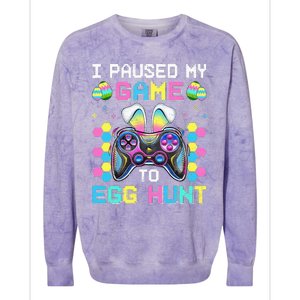 I Paused My Game To Egg Hunt Easter Funny Gamer Colorblast Crewneck Sweatshirt