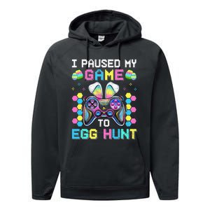 I Paused My Game To Egg Hunt Easter Funny Gamer Performance Fleece Hoodie