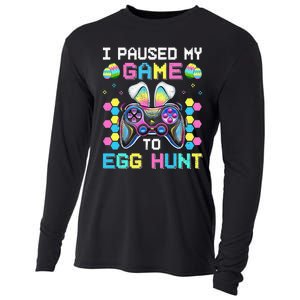 I Paused My Game To Egg Hunt Easter Funny Gamer Cooling Performance Long Sleeve Crew