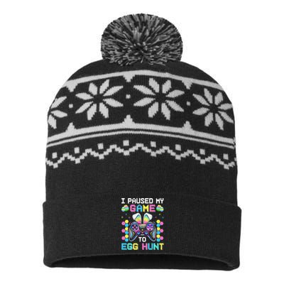 I Paused My Game To Egg Hunt Easter Funny Gamer USA-Made Snowflake Beanie