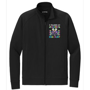 I Paused My Game To Egg Hunt Easter Funny Gamer Stretch Full-Zip Cadet Jacket