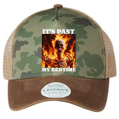ItS Past My Bedtime Funny Skeleton Meme Flames Ironic Tired Legacy Tie Dye Trucker Hat