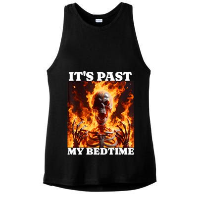ItS Past My Bedtime Funny Skeleton Meme Flames Ironic Tired Ladies PosiCharge Tri-Blend Wicking Tank