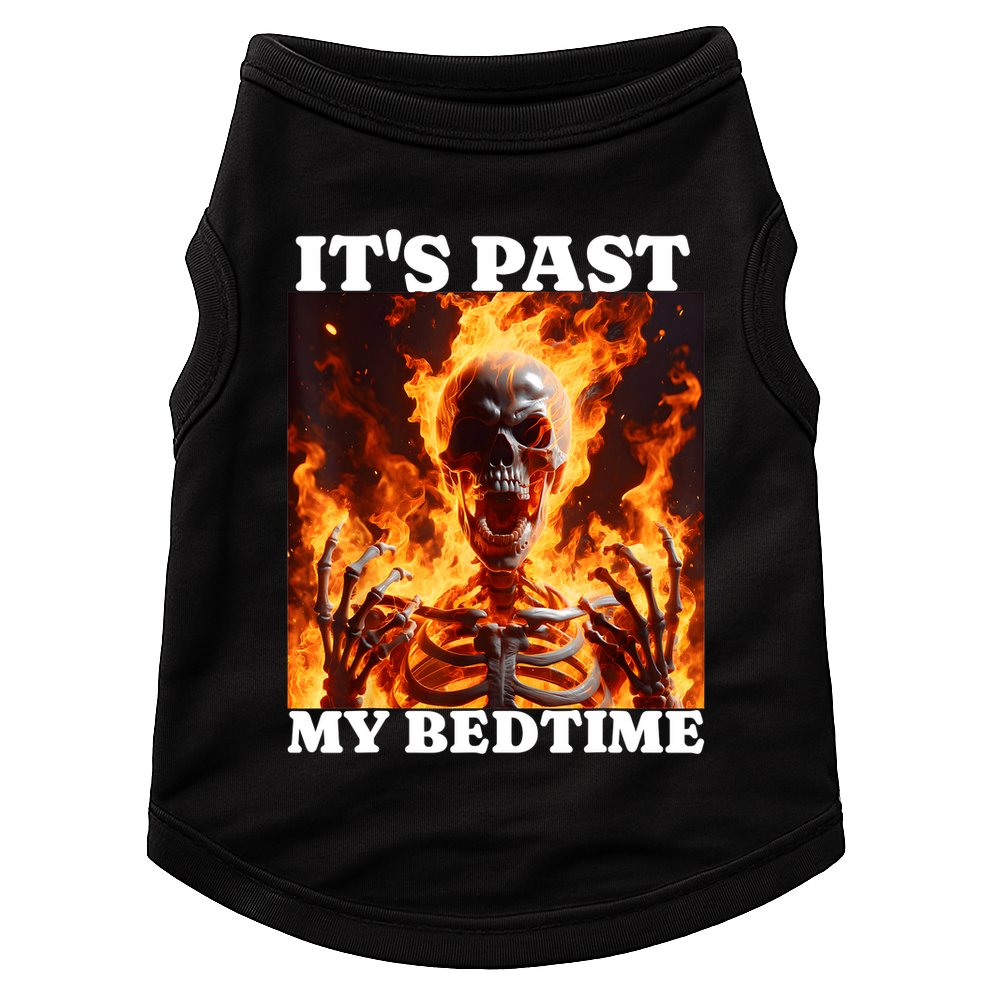 ItS Past My Bedtime Funny Skeleton Meme Flames Ironic Tired Doggie Tank