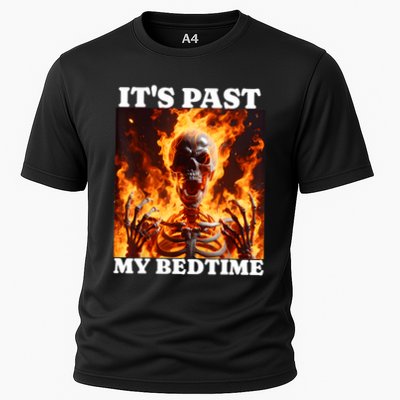 ItS Past My Bedtime Funny Skeleton Meme Flames Ironic Tired Performance Shirt