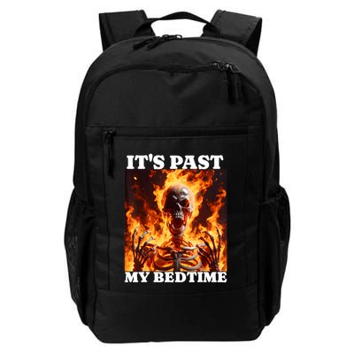 ItS Past My Bedtime Funny Skeleton Meme Flames Ironic Tired Backpack