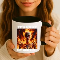ItS Past My Bedtime Funny Skeleton Meme Flames Ironic Tired Mug