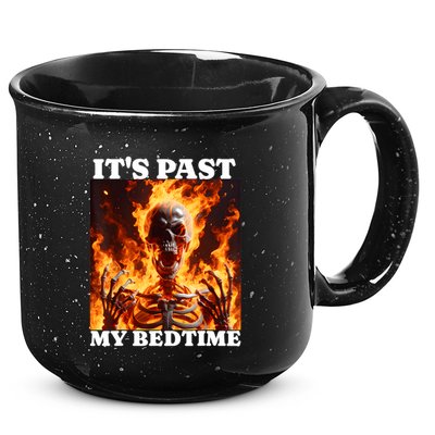 ItS Past My Bedtime Funny Skeleton Meme Flames Ironic Tired 15oz Campfire Ceramic Mug