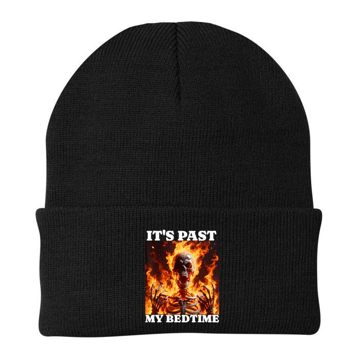 ItS Past My Bedtime Funny Skeleton Meme Flames Ironic Tired Beanie