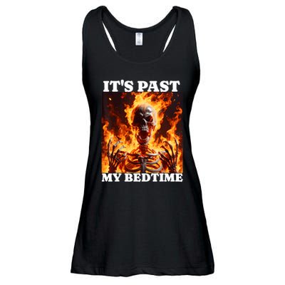 ItS Past My Bedtime Funny Skeleton Meme Flames Ironic Tired Ladies Essential Flowy Tank