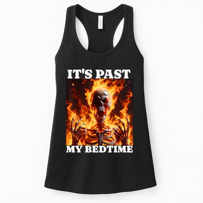 ItS Past My Bedtime Funny Skeleton Meme Flames Ironic Tired Womens Tank Top