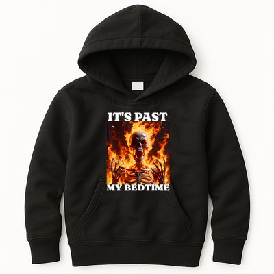 ItS Past My Bedtime Funny Skeleton Meme Flames Ironic Tired Kids Hoodie