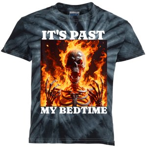 ItS Past My Bedtime Funny Skeleton Meme Flames Ironic Tired Kids Tie-Dye T-Shirt