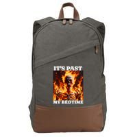 ItS Past My Bedtime Funny Skeleton Meme Flames Ironic Tired Cotton Canvas Backpack