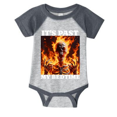 ItS Past My Bedtime Funny Skeleton Meme Flames Ironic Tired Infant Baby Jersey Bodysuit