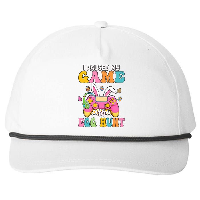 I Paused My Game To Eggs Hunt Easter Video Controller Easter Bunny Gamer Snapback Five-Panel Rope Hat