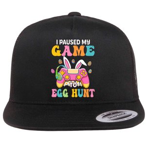 I Paused My Game To Eggs Hunt Easter Video Controller Easter Bunny Gamer Flat Bill Trucker Hat