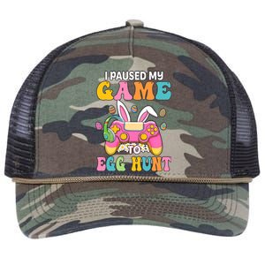 I Paused My Game To Eggs Hunt Easter Video Controller Easter Bunny Gamer Retro Rope Trucker Hat Cap