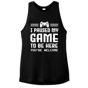 I Paused My Game To Be Here Funny Game Lovers Retro Gift Ladies PosiCharge Tri-Blend Wicking Tank