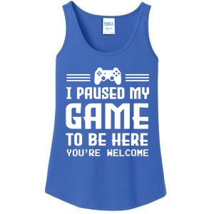 I Paused My Game To Be Here Funny Game Lovers Retro Gift Ladies Essential Tank