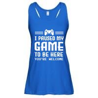 I Paused My Game To Be Here Funny Game Lovers Retro Gift Ladies Essential Flowy Tank