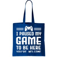 I Paused My Game To Be Here Funny Game Lovers Retro Gift Tote Bag