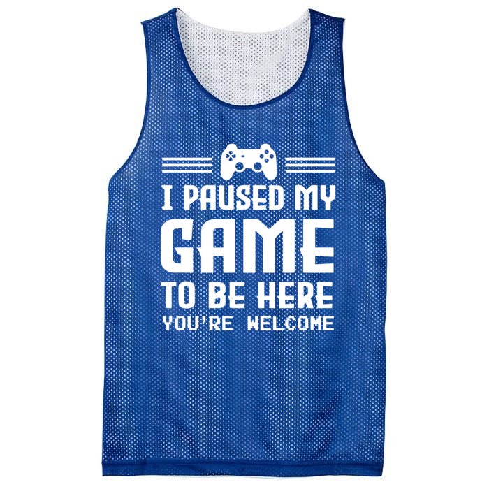 I Paused My Game To Be Here Funny Game Lovers Retro Gift Mesh Reversible Basketball Jersey Tank