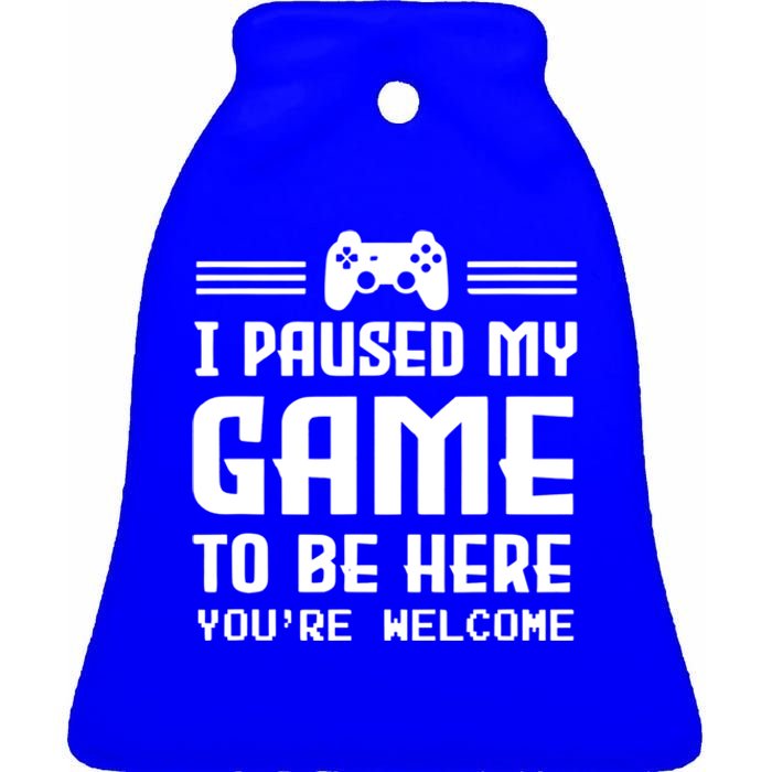 I Paused My Game To Be Here Funny Game Lovers Retro Gift Ceramic Bell Ornament