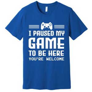 I Paused My Game To Be Here Funny Game Lovers Retro Gift Premium T-Shirt