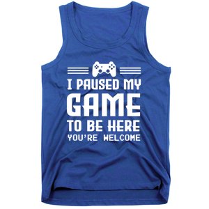 I Paused My Game To Be Here Funny Game Lovers Retro Gift Tank Top