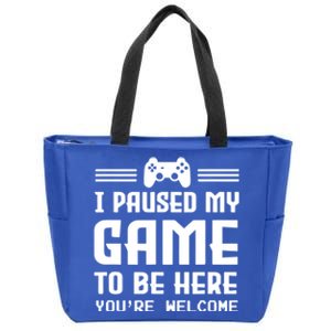 I Paused My Game To Be Here Funny Game Lovers Retro Gift Zip Tote Bag