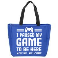 I Paused My Game To Be Here Funny Game Lovers Retro Gift Zip Tote Bag