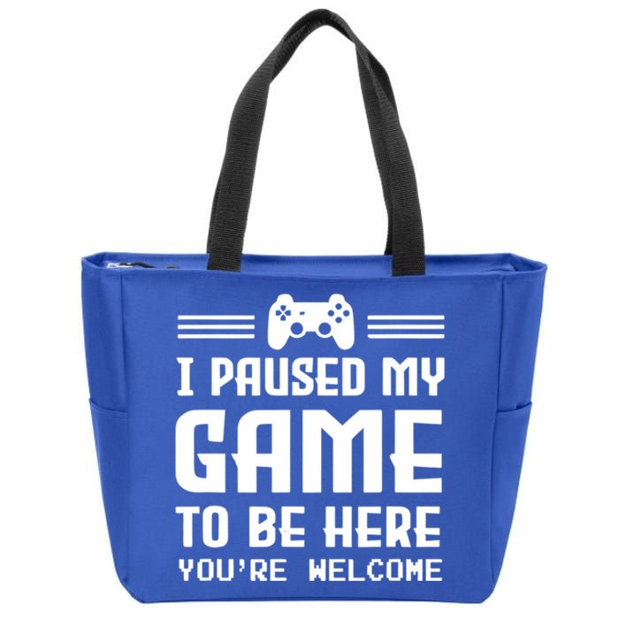 I Paused My Game To Be Here Funny Game Lovers Retro Gift Zip Tote Bag