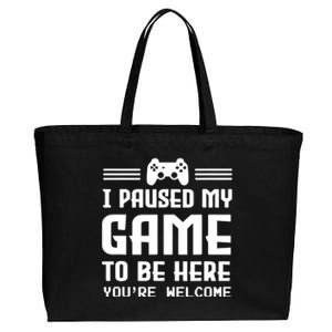 I Paused My Game To Be Here Funny Game Lovers Retro Gift Cotton Canvas Jumbo Tote