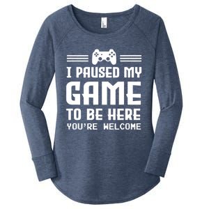 I Paused My Game To Be Here Funny Game Lovers Retro Gift Women's Perfect Tri Tunic Long Sleeve Shirt