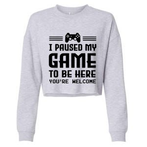 I Paused My Game To Be Here Funny Game Lovers Retro Gift Cropped Pullover Crew