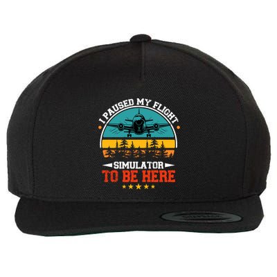 I Paused My Flight Simulator To Be Here Propeller Airplane Cool Gift Wool Snapback Cap