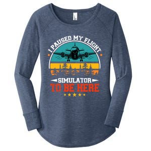 I Paused My Flight Simulator To Be Here Propeller Airplane Cool Gift Women's Perfect Tri Tunic Long Sleeve Shirt