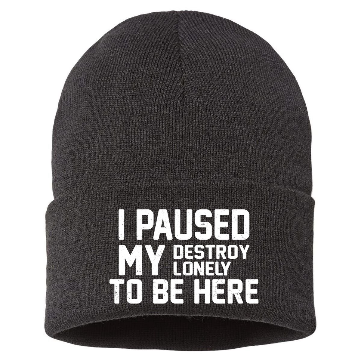 I Paused My Destroy Lonely To Be Here Sustainable Knit Beanie