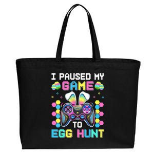 I Paused My Game To Egg Hunt Easter Funny Gamer Cotton Canvas Jumbo Tote