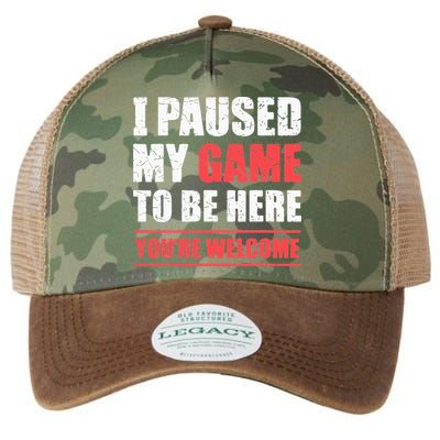 I Paused My Game To Be Here Funny Gamer Video Game Gaming Legacy Tie Dye Trucker Hat