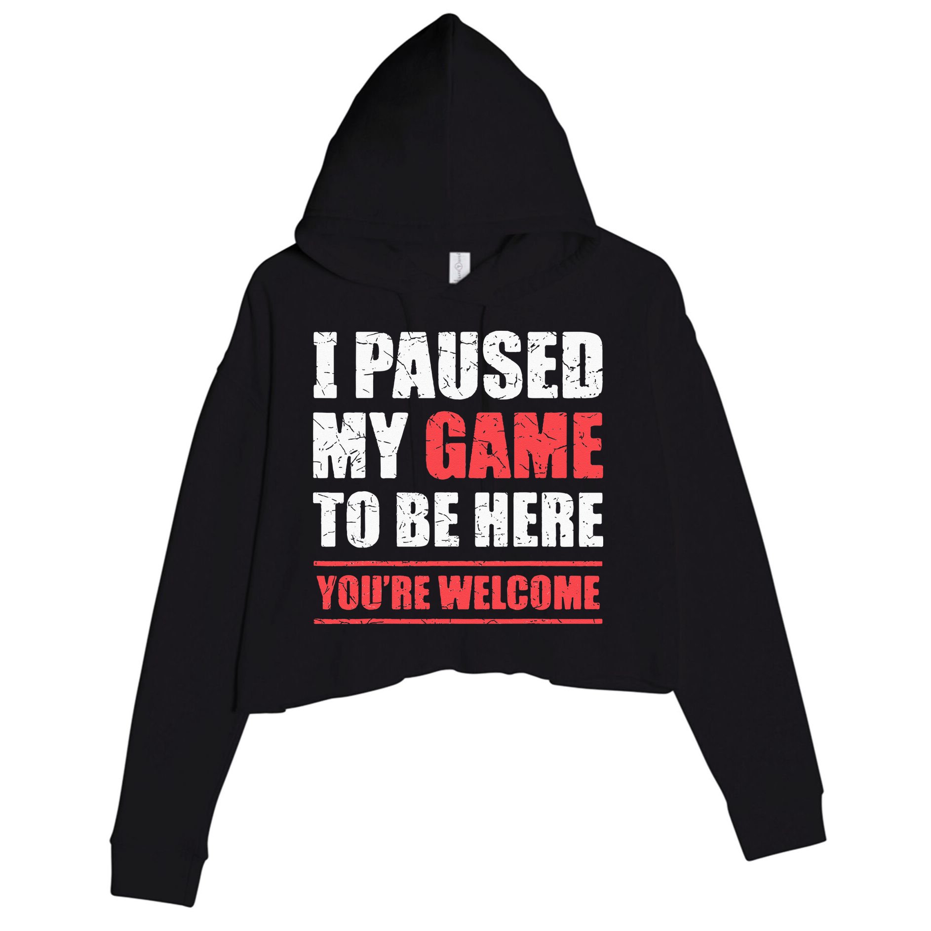 I Paused My Game To Be Here Funny Gamer Video Game Gaming Crop Fleece Hoodie