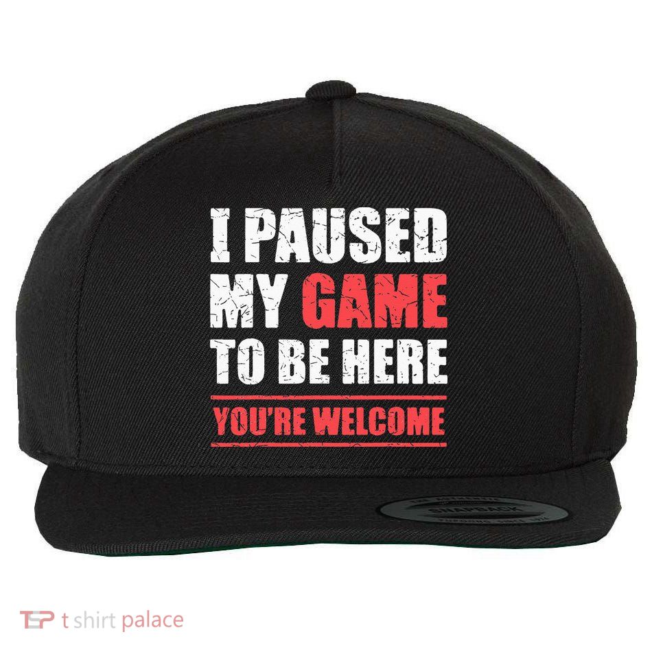 I Paused My Game To Be Here Funny Gamer Video Game Gaming Wool Snapback Cap