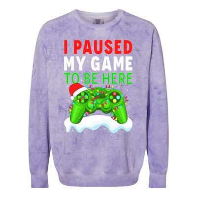 I Paused My Game Christmas Funny Ugly Sweater for Gamer  Colorblast Crewneck Sweatshirt