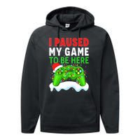 I Paused My Game Christmas Funny Ugly Sweater for Gamer  Performance Fleece Hoodie