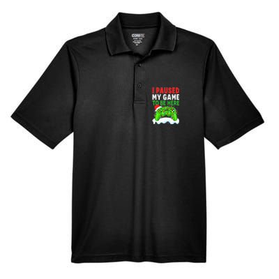 I Paused My Game Christmas Funny Ugly Sweater for Gamer  Men's Origin Performance Piqué Polo