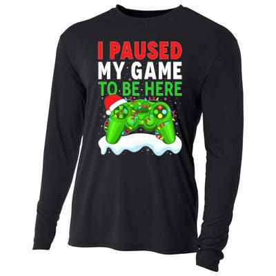 I Paused My Game Christmas Funny Ugly Sweater for Gamer  Cooling Performance Long Sleeve Crew