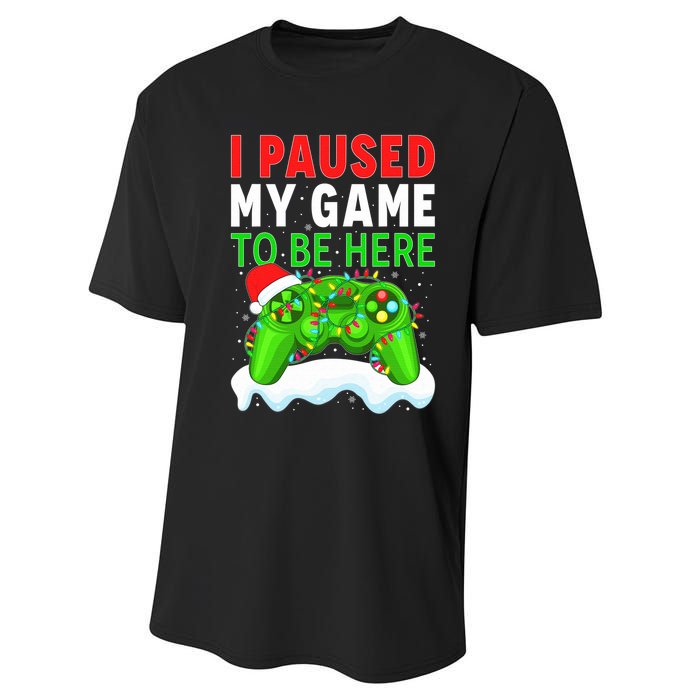 I Paused My Game Christmas Funny Ugly Sweater for Gamer  Performance Sprint T-Shirt