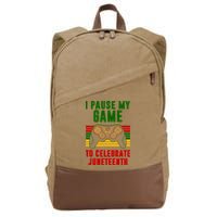 I Pause My Game To Celebrate Juneteenth Gamer Cotton Canvas Backpack