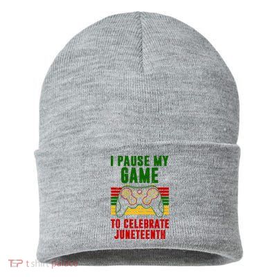 I Pause My Game To Celebrate Juneteenth Gamer Sustainable Knit Beanie